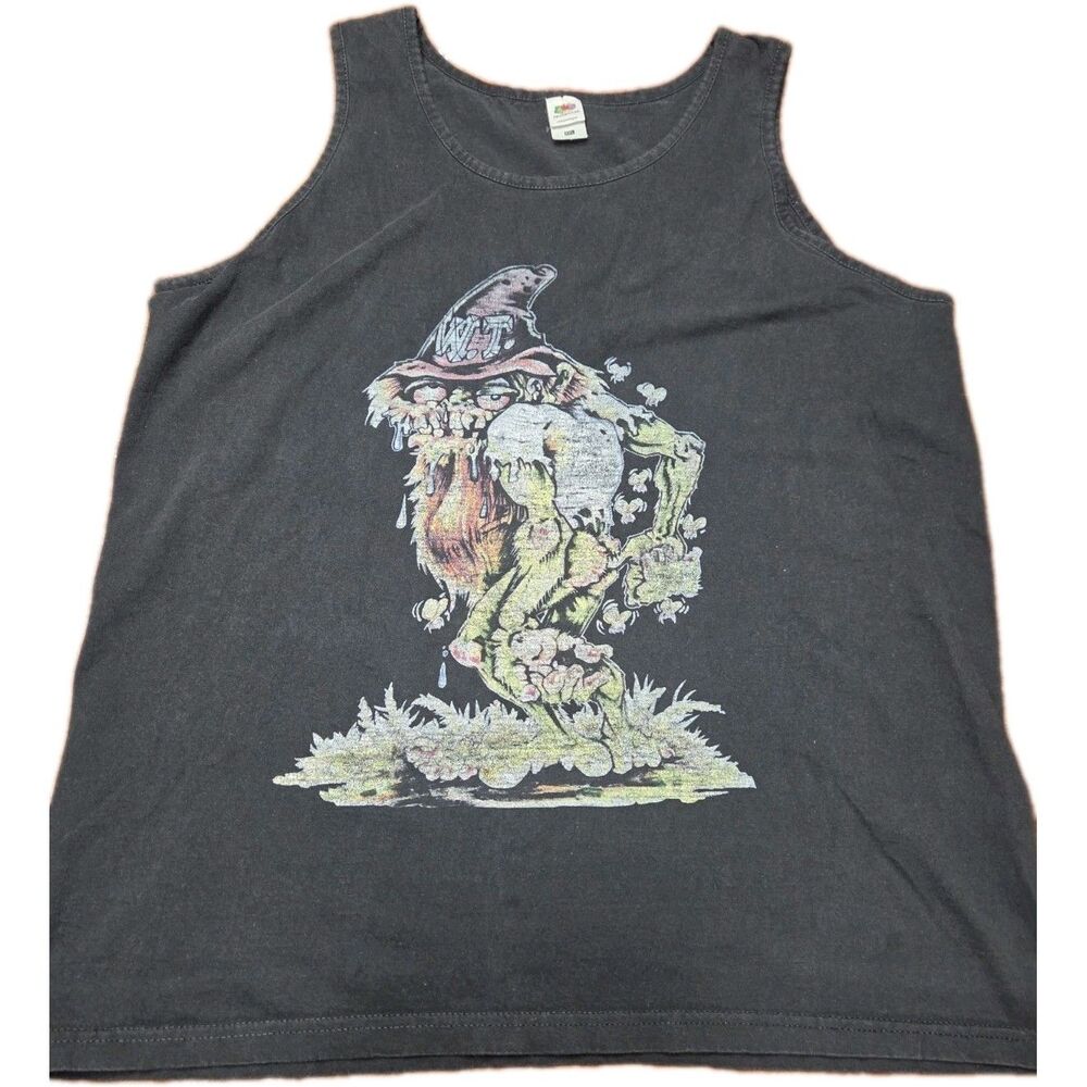 Fruit of the Loom Wizard Monster Tank Top Shirt XXL 2XL Black Rat Fink Style